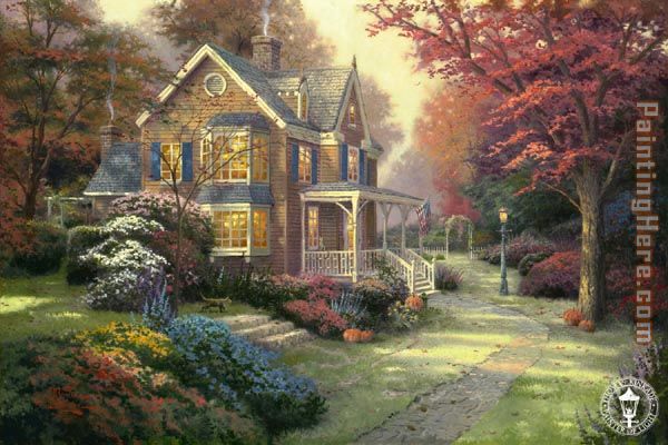 Victorian Autumn painting - Thomas Kinkade Victorian Autumn art painting